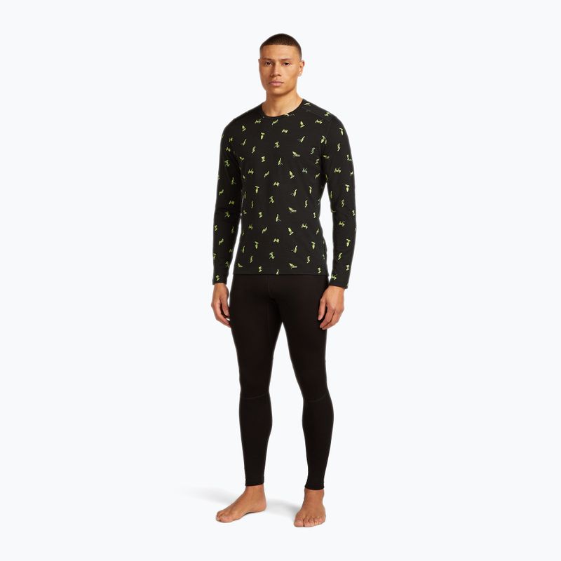 Vyriški termoaktyvūs marškinėliai icebreaker Merino 200 Oasis Crewe Snow Day black/peridot/aop 2