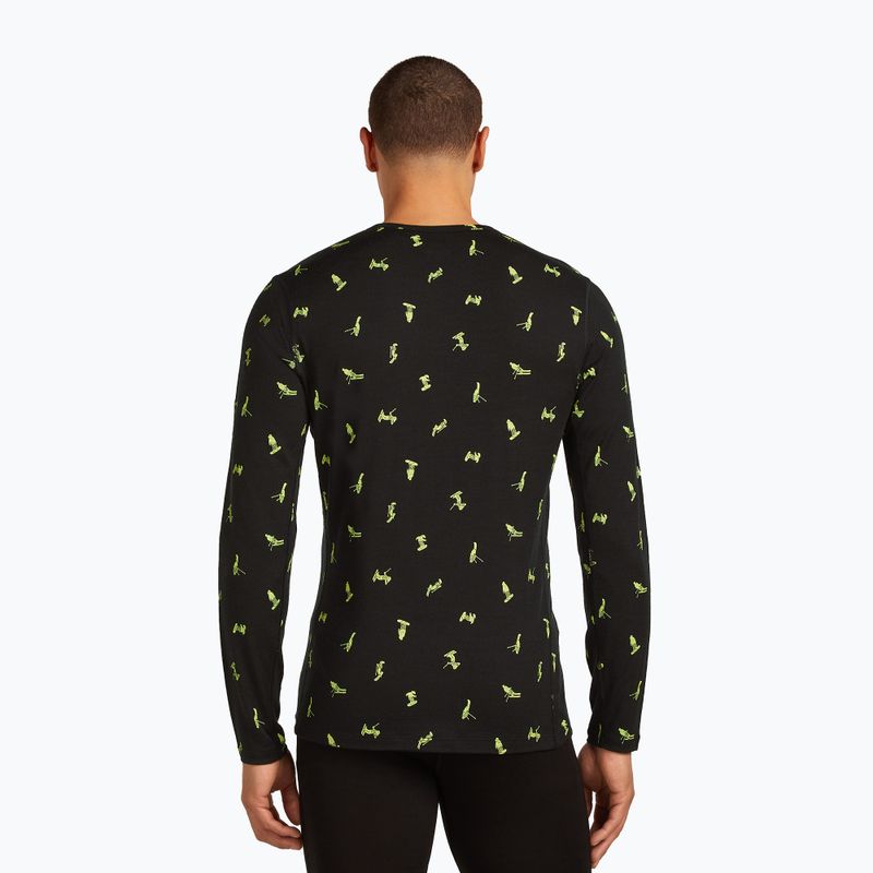 Vyriški termoaktyvūs marškinėliai icebreaker Merino 200 Oasis Crewe Snow Day black/peridot/aop 3