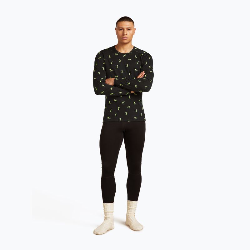 Vyriški termoaktyvūs marškinėliai icebreaker Merino 200 Oasis Crewe Snow Day black/peridot/aop 5