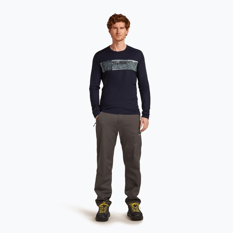 Vyriški termoaktyvūs marškinėliai ilgomis rankovėmis icebreaker Merino 200 Oasis Crewe Elevation Line midnight navy 2