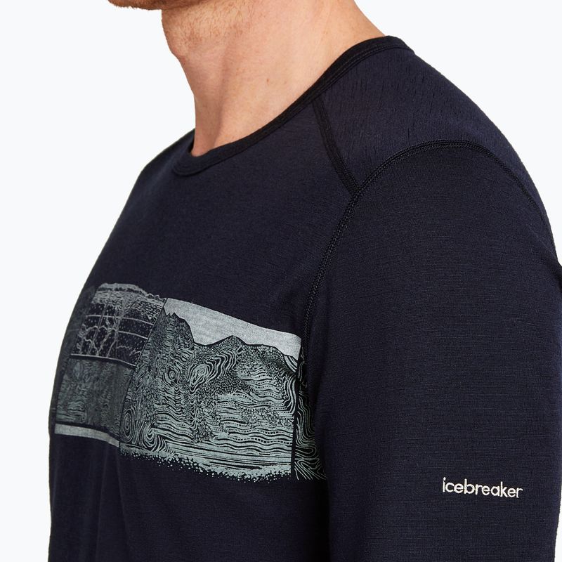Vyriški termoaktyvūs marškinėliai icebreaker Merino 200 Oasis Crewe Elevation Line midnight navy 6