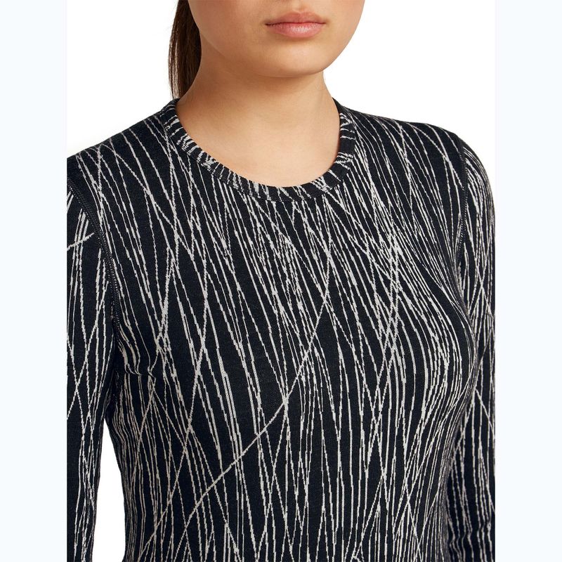 Moteriški ilgomis rankovėmis žygio marškinėliai Icebreaker Merino 260 Tech Vertex Crewe Delta Lines AOP black/snow/j 5