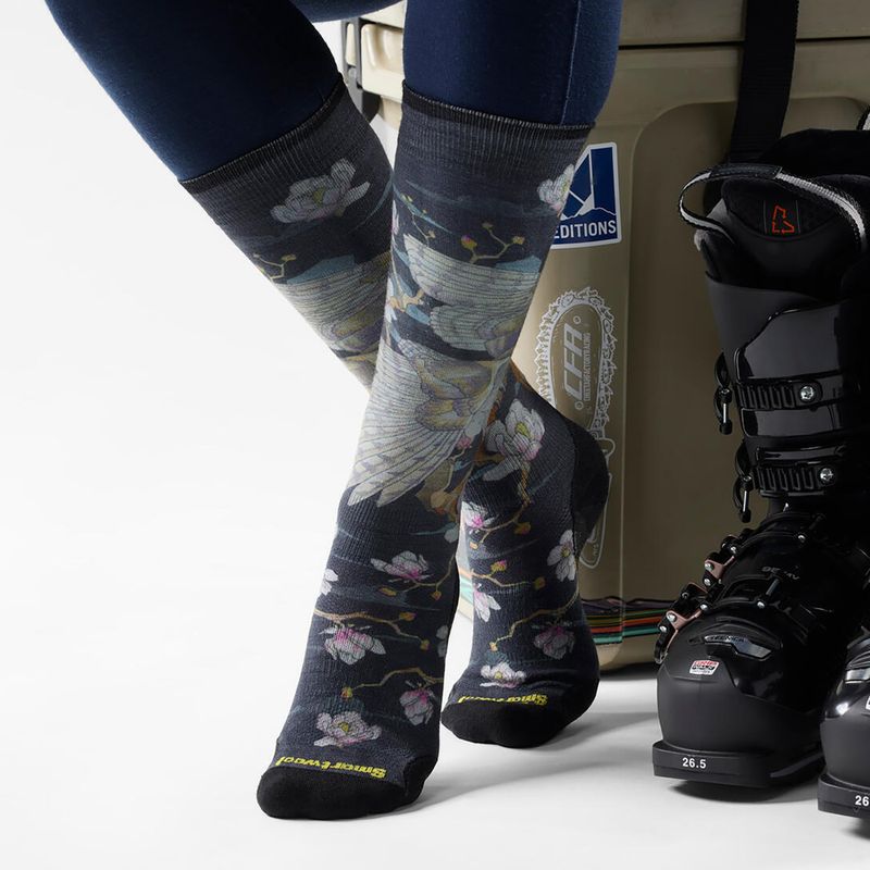 Moteriškos slidinėjimo kojinės Smartwool Ski Zero Cushion Nightwatcher Prrint OTC black 2