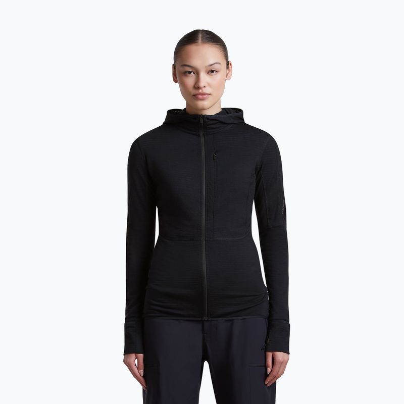 Moteriškas žygio džemperis Icebreaker Merino 200 Realfleece Descender Half Zip Hoodie black
