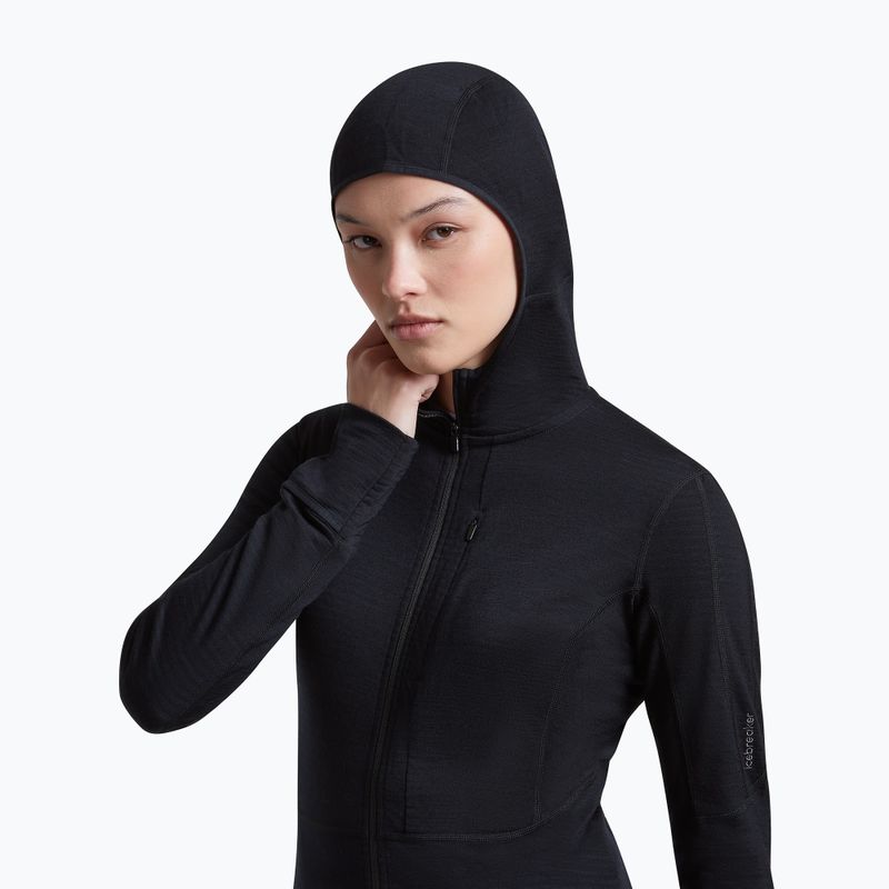 Moteriškas žygio džemperis Icebreaker Merino 200 Realfleece Descender Half Zip Hoodie black 6