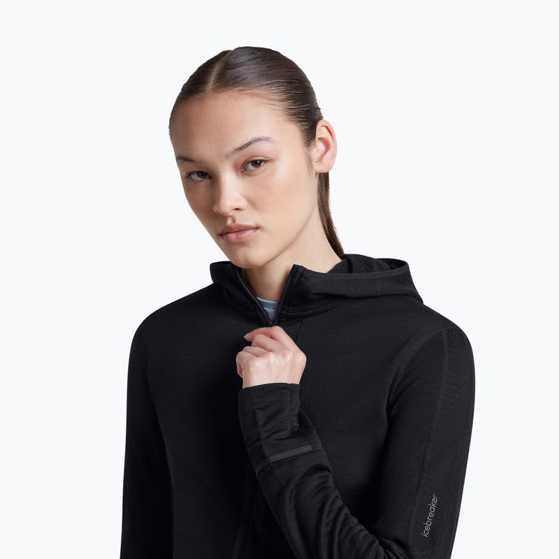 Moteriškas žygio džemperis Icebreaker Merino 200 Realfleece Descender Half Zip Hoodie black 7
