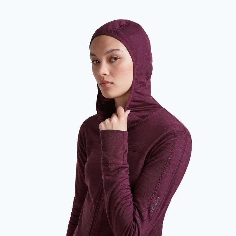 Moteriškas žygio džemperis Icebreaker Merino 300 Realfleece Descender Zip Hoodie dark berry 5