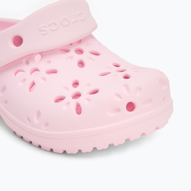 Vaikiškos šlepetės Crocs Classic Floral Cutout Clog Kids Toddler pink milk 8