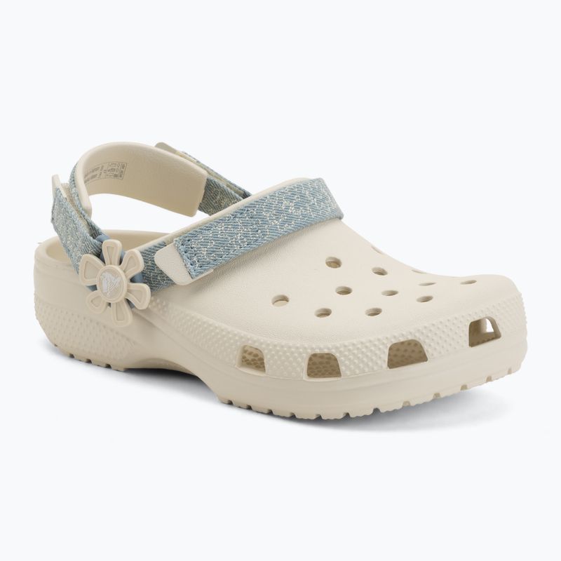 Vaikiškos šlepetės Crocs Classic Denim Flower Adjustment Backstrap summit white 2