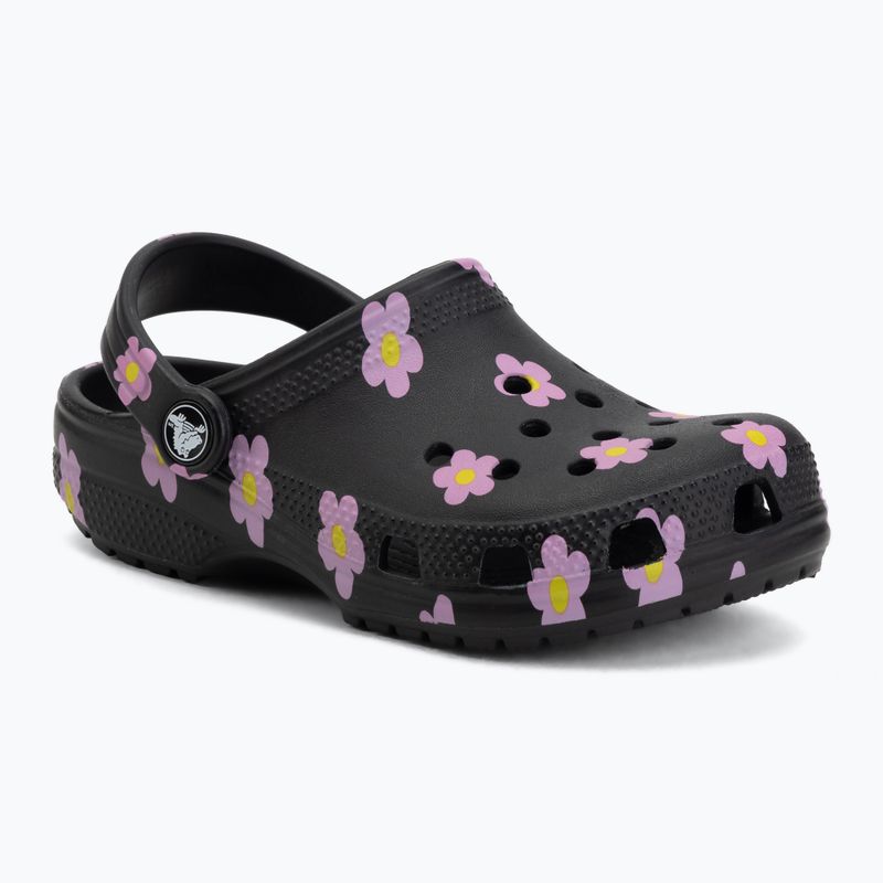 Vaikiškos šlepetės Crocs Classic Flower black 2