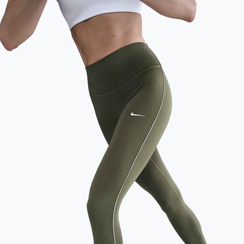 Moteriškos tamprės Nike One High-Waisted medium olive/white 3