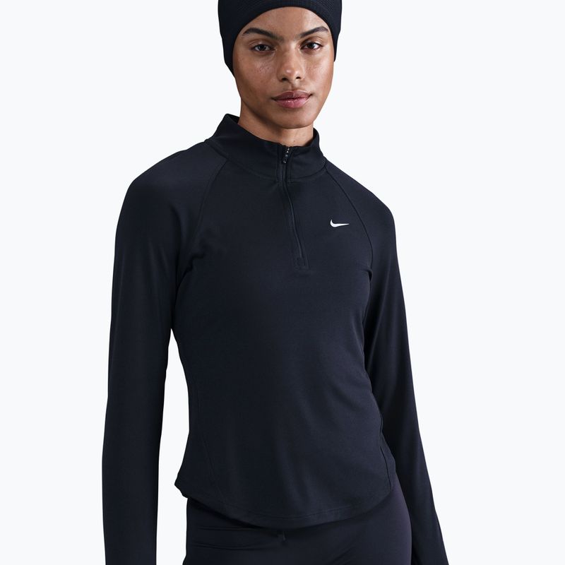 Moteriški bėgimo marškinėliai ilgomis rankovėmis Nike Tempo Swoosh Run Dri-Fit 1/4-Zip black/white