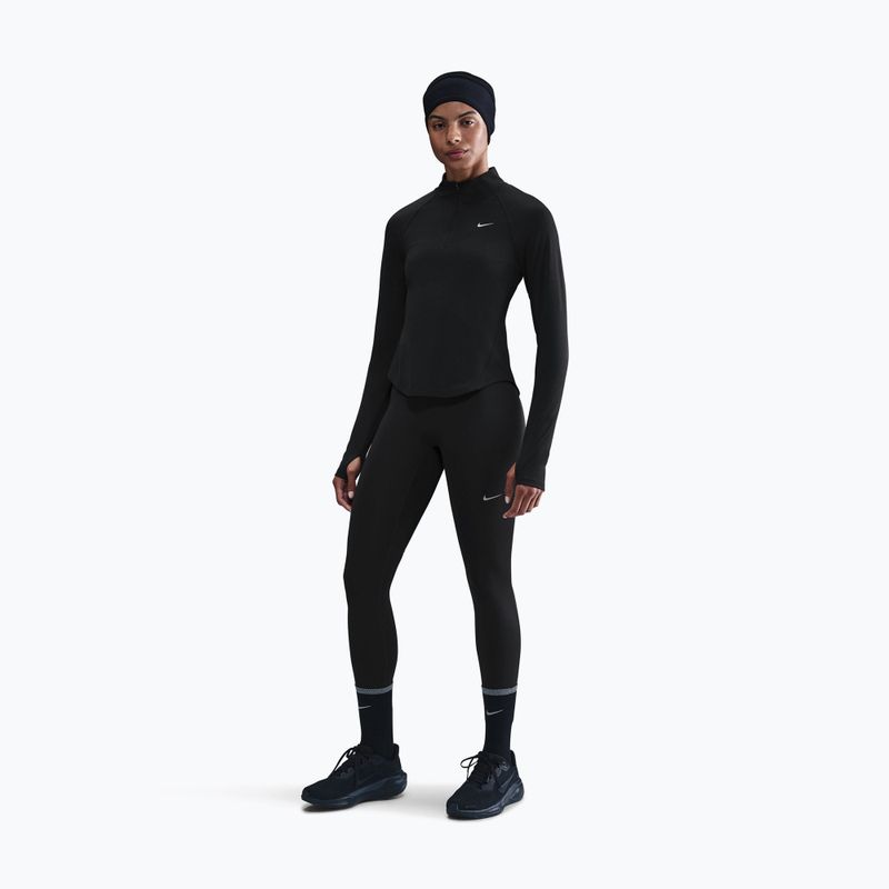 Moteriški bėgimo marškinėliai ilgomis rankovėmis Nike Tempo Swoosh Run Dri-Fit 1/4-Zip black/white 2