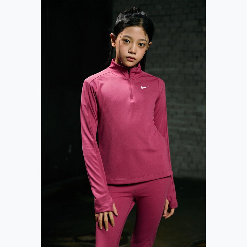 Vaikiški treniruočių marškinėliai ilgomis rankovėmis Nike Dri-Fit 1/4 Zip sweet beet/white 11