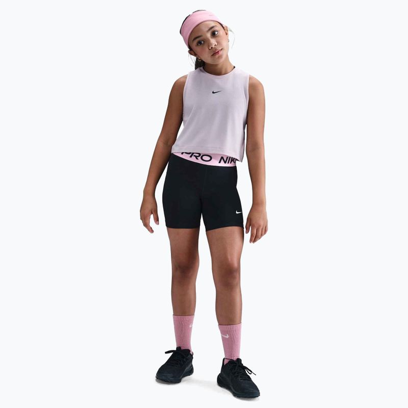 Nike Pro Dri-Fit 5" vaikiški šortai juoda/med soft pink/balta 2