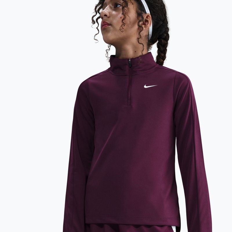 Vaikiškas treniruočių džemperis ilgomis rankovėmis Nike Dri-Fit 1/4 Zip bordeaux/white 4