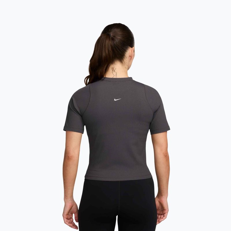 Moteriški marškinėliai Nike Zenvy Rib Dri-Fit thunder grey/white 2