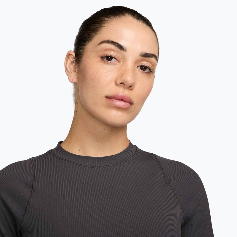 Moteriški marškinėliai Nike Zenvy Rib Dri-Fit thunder grey/white 3