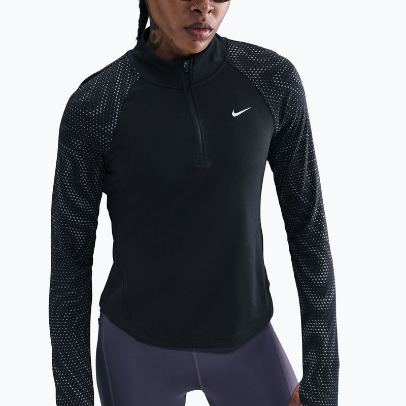 Moteriški bėgimo marškinėliai su ilgomis rankovėmis Nike Tempo Flash Dri-Fit 1/4 Zip black 2