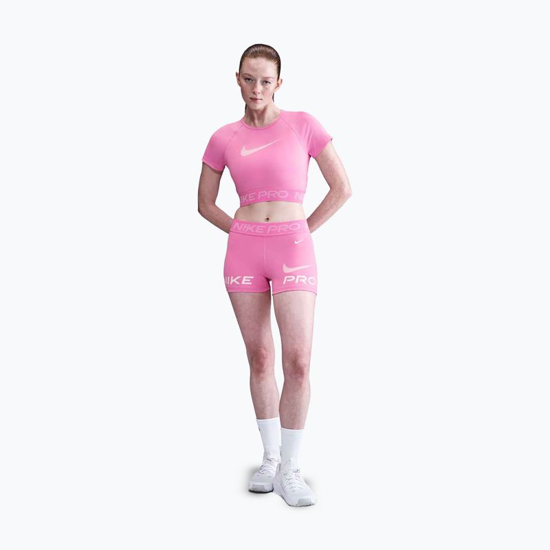 Nike Pro Dri-Fit Graphic Cropped žaisminga rožinė/rožinė puta/balta moteriška treniruočių viršutinė dalis 2