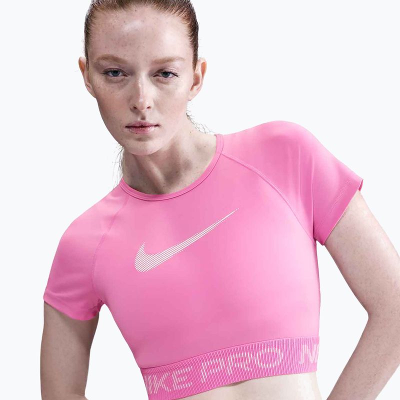Nike Pro Dri-Fit Graphic Cropped žaisminga rožinė/rožinė puta/balta moteriška treniruočių viršutinė dalis 4
