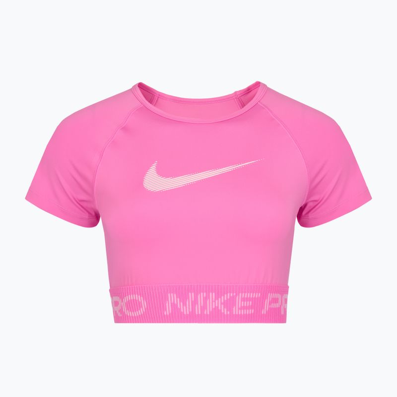 Nike Pro Dri-Fit Graphic Cropped žaisminga rožinė/rožinė puta/balta moteriška treniruočių viršutinė dalis 7