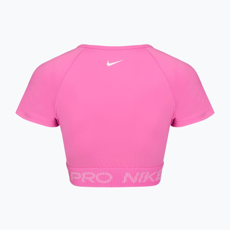 Nike Pro Dri-Fit Graphic Cropped žaisminga rožinė/rožinė puta/balta moteriška treniruočių viršutinė dalis 8