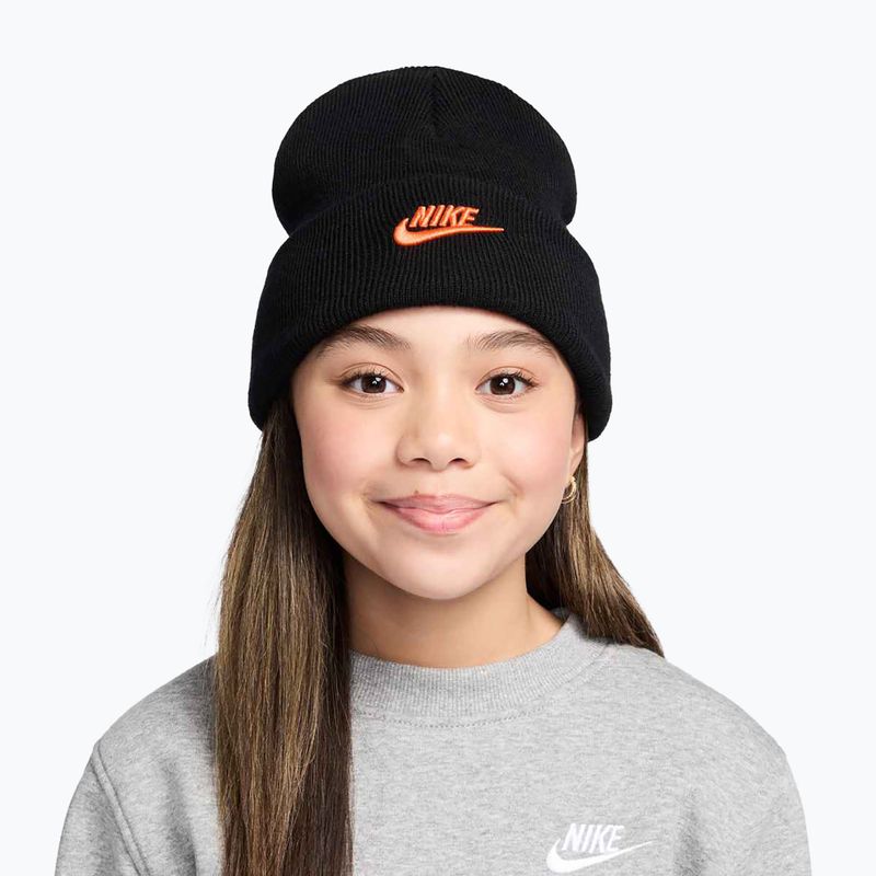 Vaikiška žieminė kepurė Nike Peak black/safety orange 2