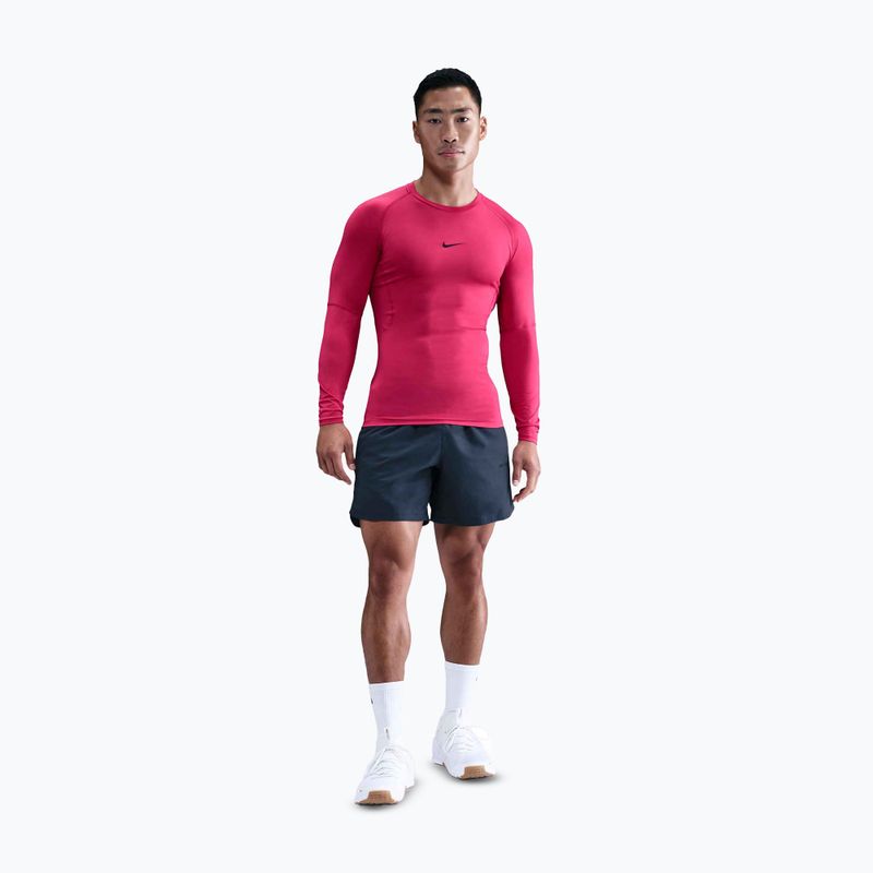 Vyriški treniruočių marškinėliai ilgomis rankovėmis Nike Pro Dri-Fit Tight Fitness rush pink/black 2