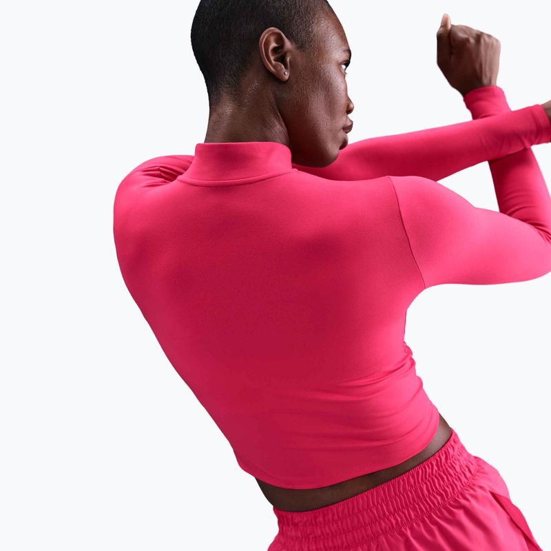 Moteriški ilgomis rankovėmis marškinėliai Nike One Fitted Dri-Fit 1/4 Zip Mid Layer rush pink/white 4