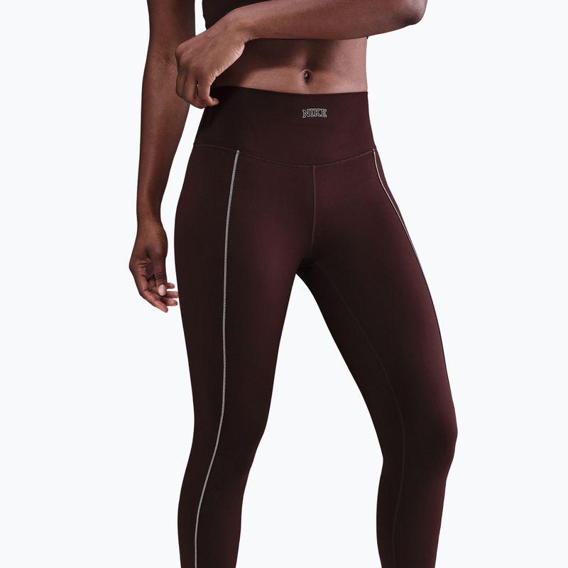 Moteriškos tamprės Nike One High-Waisted burgundy crush 4
