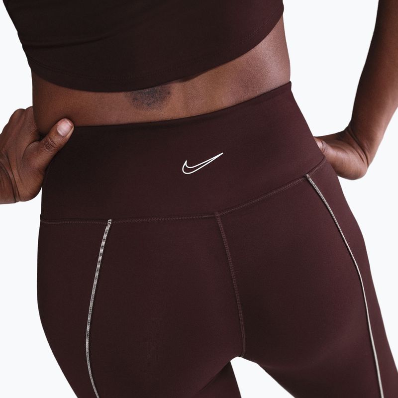 Moteriškos tamprės Nike One High-Waisted burgundy crush 5