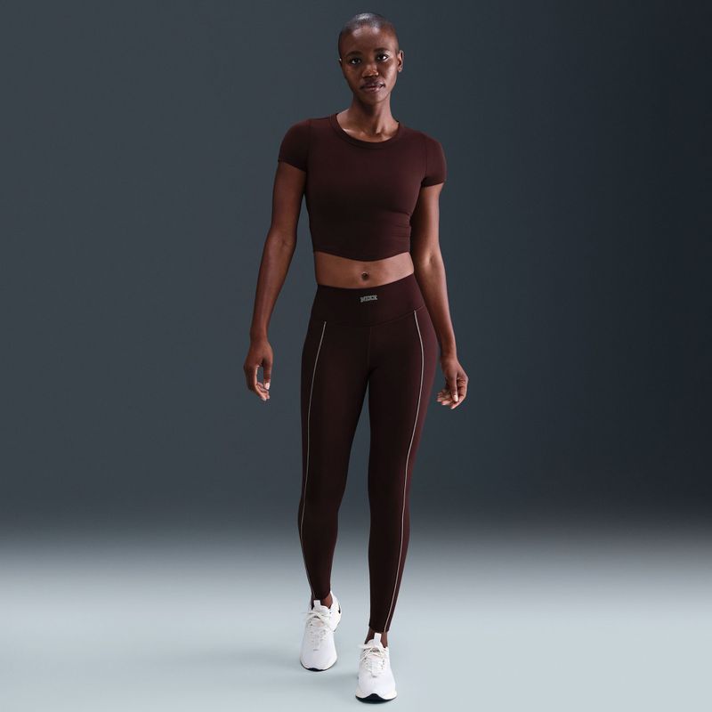 Moteriškos tamprės Nike One High-Waisted burgundy crush 8