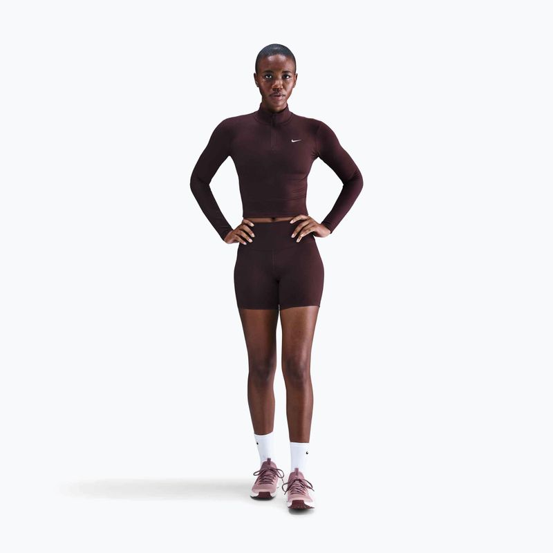 Moteriškas ilgomis rankovėmis Nike One Fitted Dri-Fit 1/4 Zip Mid Layer burgundy crush/white 2