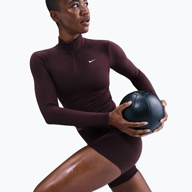 Moteriški marškinėliai Nike One Fitted Dri-Fit 1/4 Zip Mid Layer burgundy crush/white 5