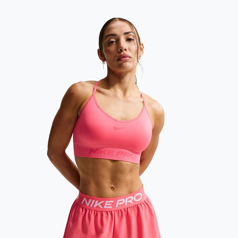 Moteriški treniruočių šortai Nike Pro Dri-Fit Mid-Rise Brief-Lined 3" sea coral/white 4