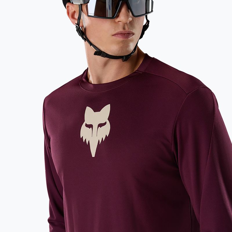 Vyriški ilgomis rankovėmis dviračių marškinėliai Fox Racing Ranger Fox Head LS dark maroon 3