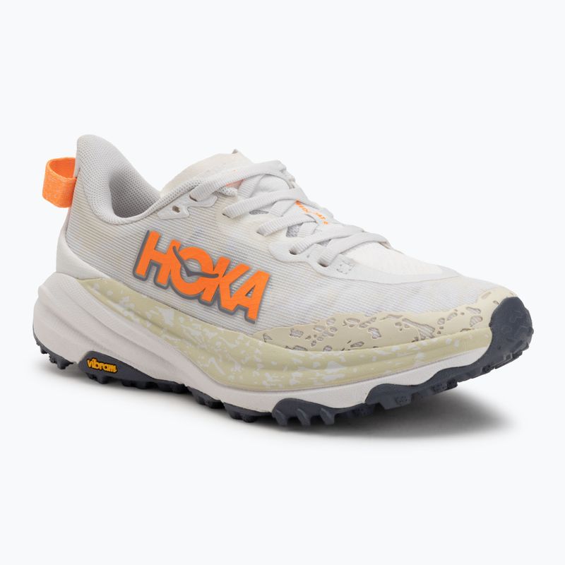 Vyriški bėgimo bateliai HOKA Speedgoat 6 Wide balti/neoniniai mandarino spalvos