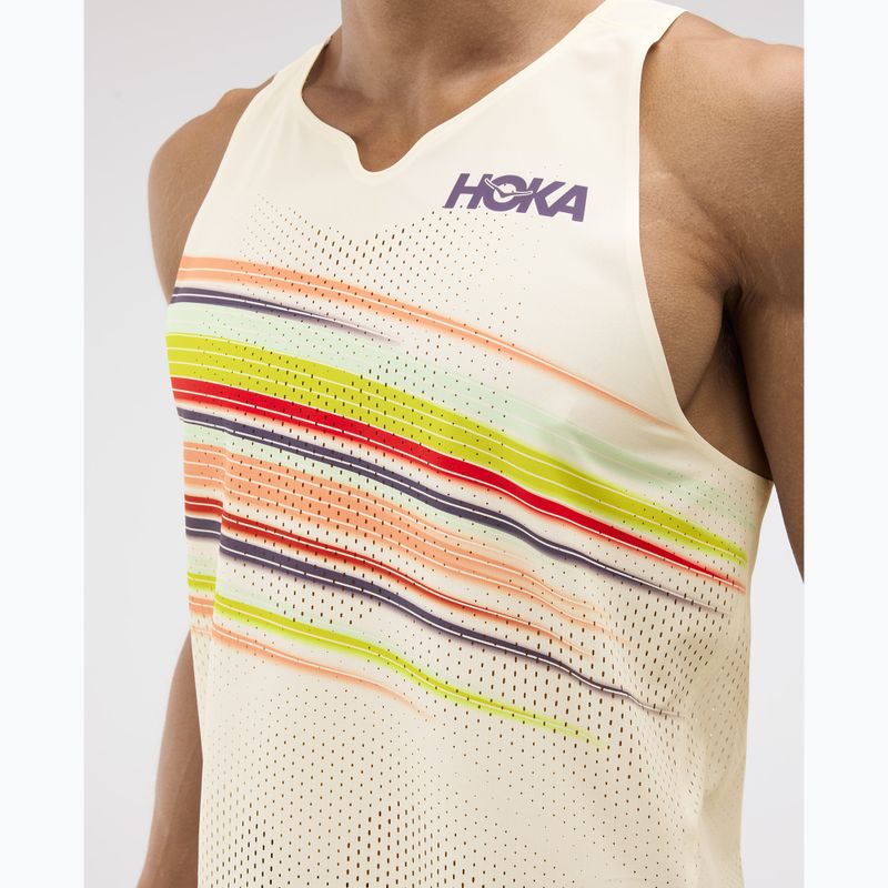 Vyriški bėgimo marškinėliai HOKA Race Day Singlet alabaster flare 6