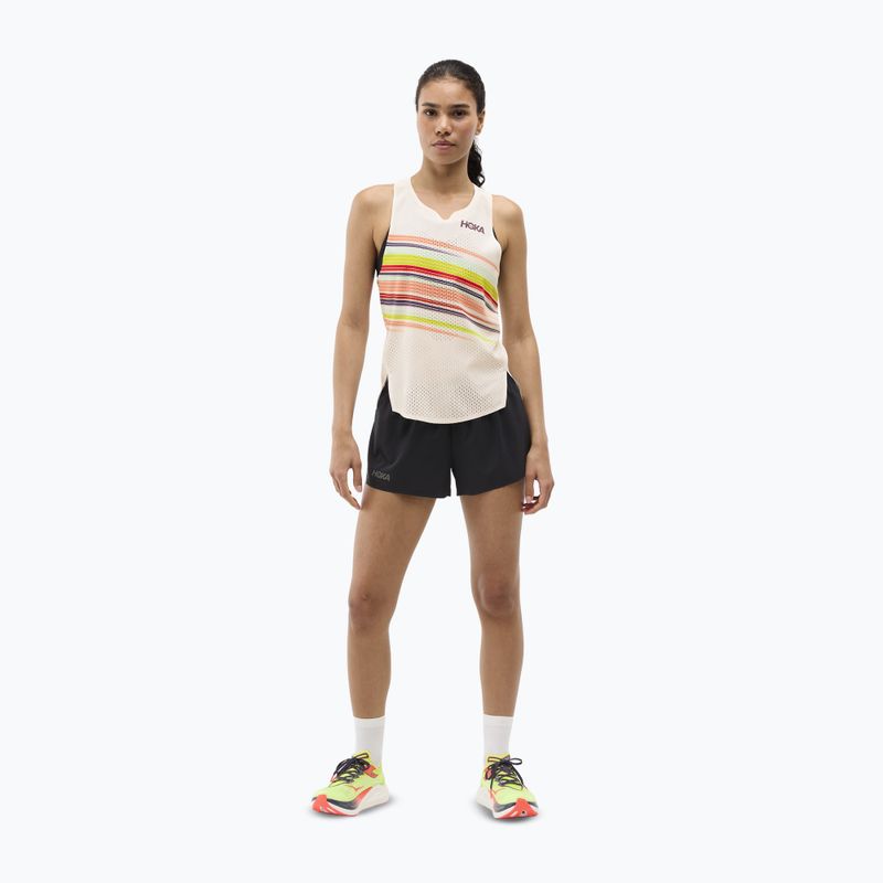 Moteriški bėgimo marškinėliai HOKA Race Day Singlet alabaster flare 2