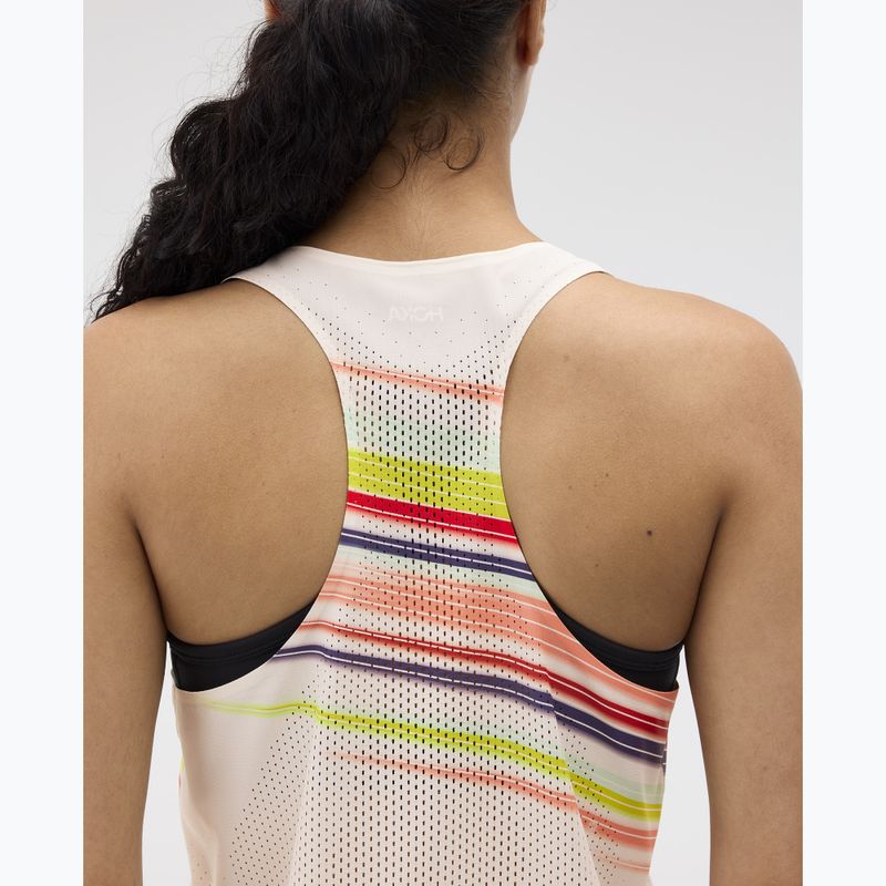 Moteriški bėgimo marškinėliai HOKA Race Day Singlet alabaster flare 5