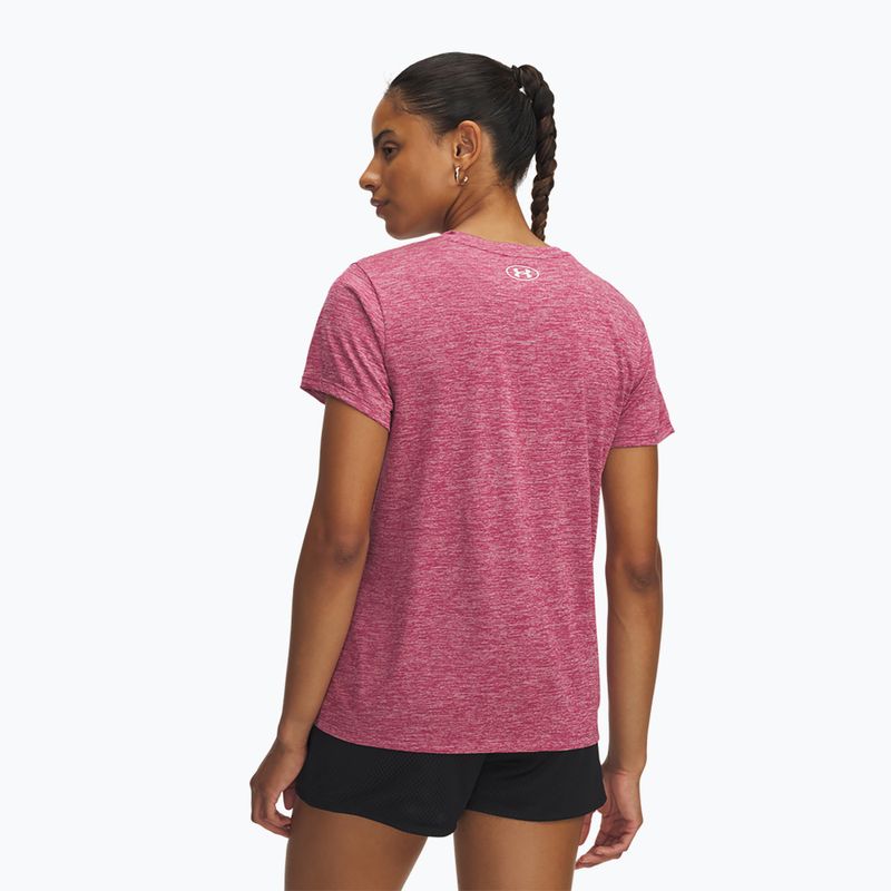 Moteriški treniruočių marškinėliai Under Armour Tech Twist fuchsia dusk/white 2