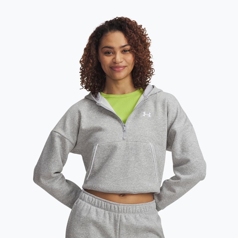 Moteriškas džemperis Under Armour Rival Fleece Piped HZ Hoodie mod gray light heather/white