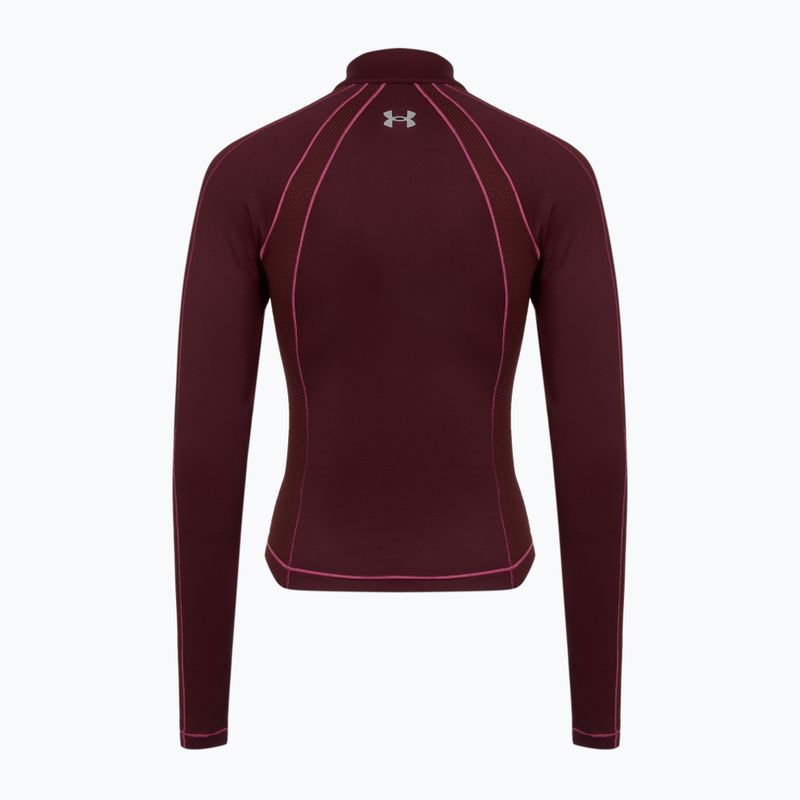 Vyriški marškinėliai Under Armour ColdGear Textured 1/2 Zip dark maroon/fuchsia dusk/metallic silver 2