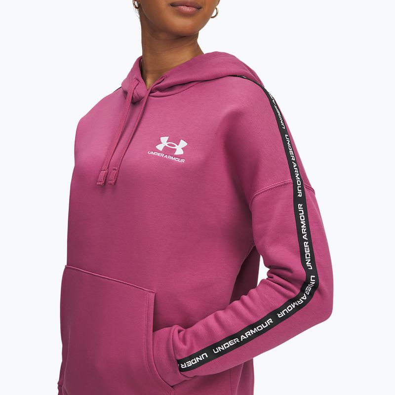 Moteriškas džemperis Under Armour Icon Fleece Taped Hoody fuchsia dusk/white 3