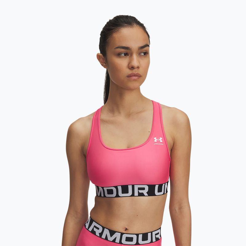 Treniruočių liemenėlė Under Armour HG Authentics Mid Branded super pink/white