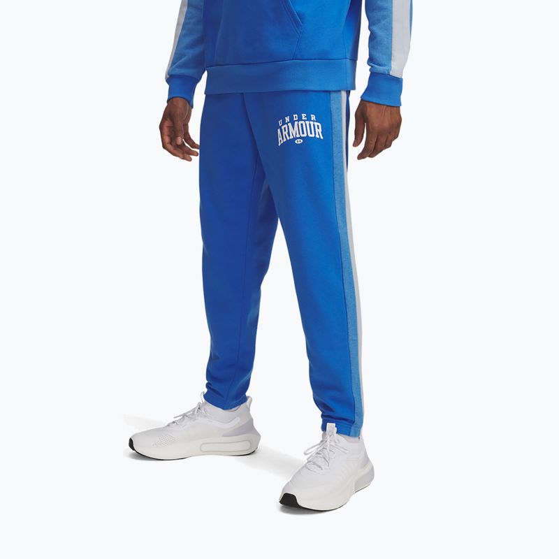 Vyriškos treniruočių kelnės Under Armour Rival Fleece Colorblock blue atlantis/blue calm/white