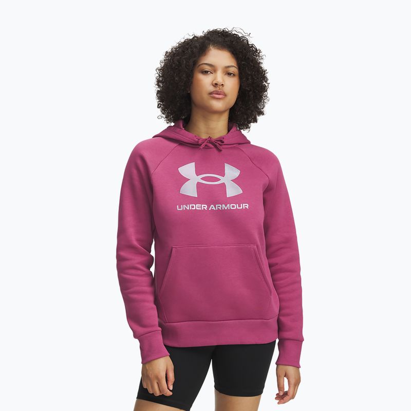 Moteriškas džemperis Under Armour Rival Feelce Shimmer Hoody fuchsia dusk/irisdescent