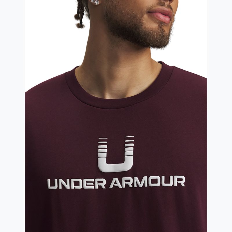 Vyriški marškinėliai Under Armour Logo Heayweight dark maroon/white 3
