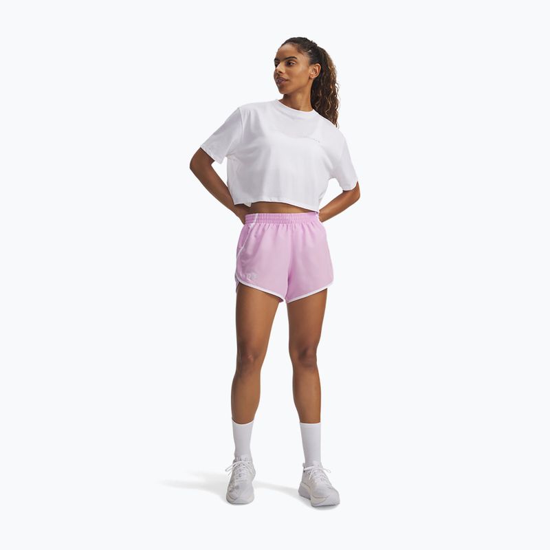 Moteriški bėgimo šortai Under Armour Fly By 3" pink dawn/white 2